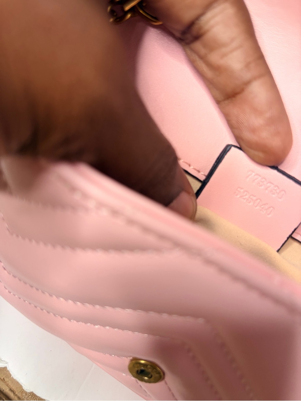 Gucci Pink Quilted GG Mini Crossbody Bag with Gold Chain - Picture 8 of 8